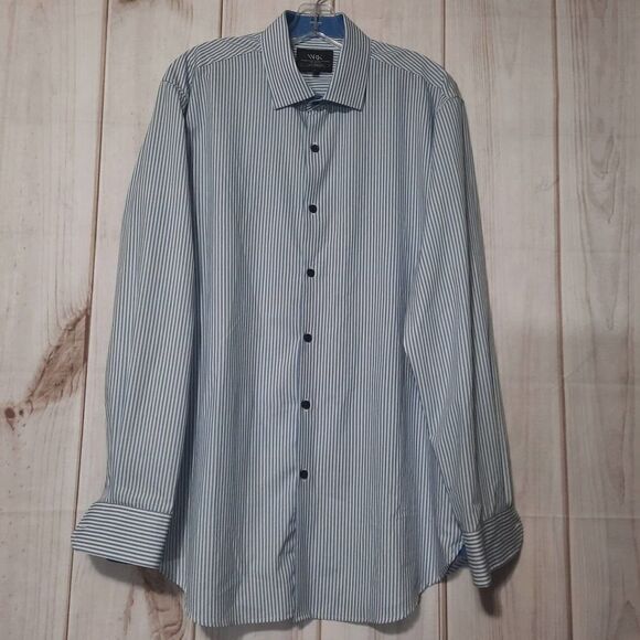 NRK Mens Dress‎ Shirt Striped Long Sleeve Button Down Career Casual - Picture 1 of 7